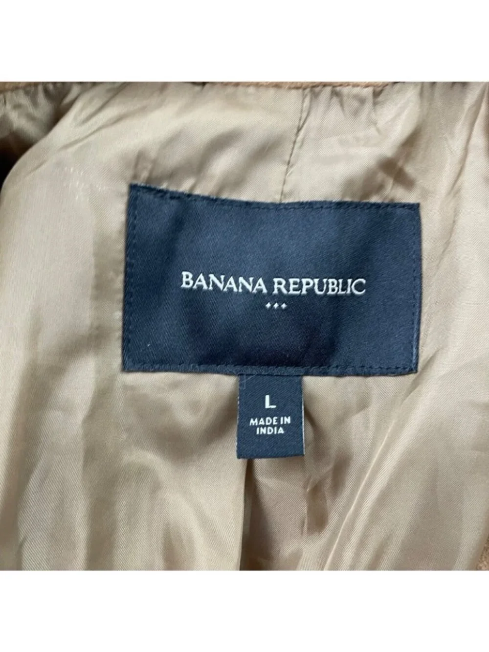 Banana Republic Men's Wool Blend 3-Button Trench Overcoat Khaki/Tan • Large